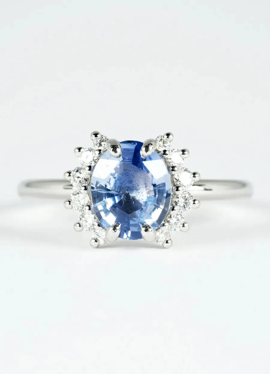 1.7ct Oval Blue Sapphire, Diamond & Platinum Ring