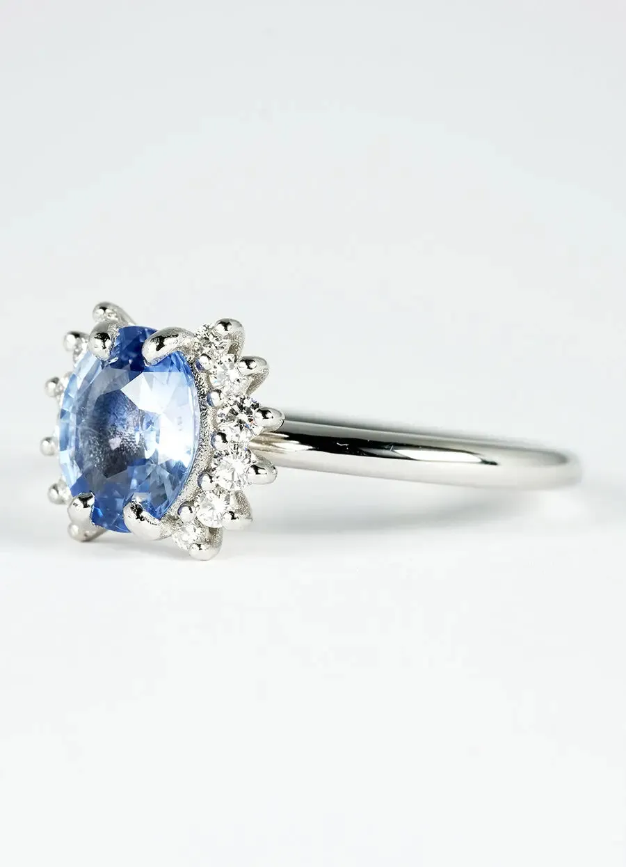 1.7ct Oval Blue Sapphire, Diamond & Platinum Ring