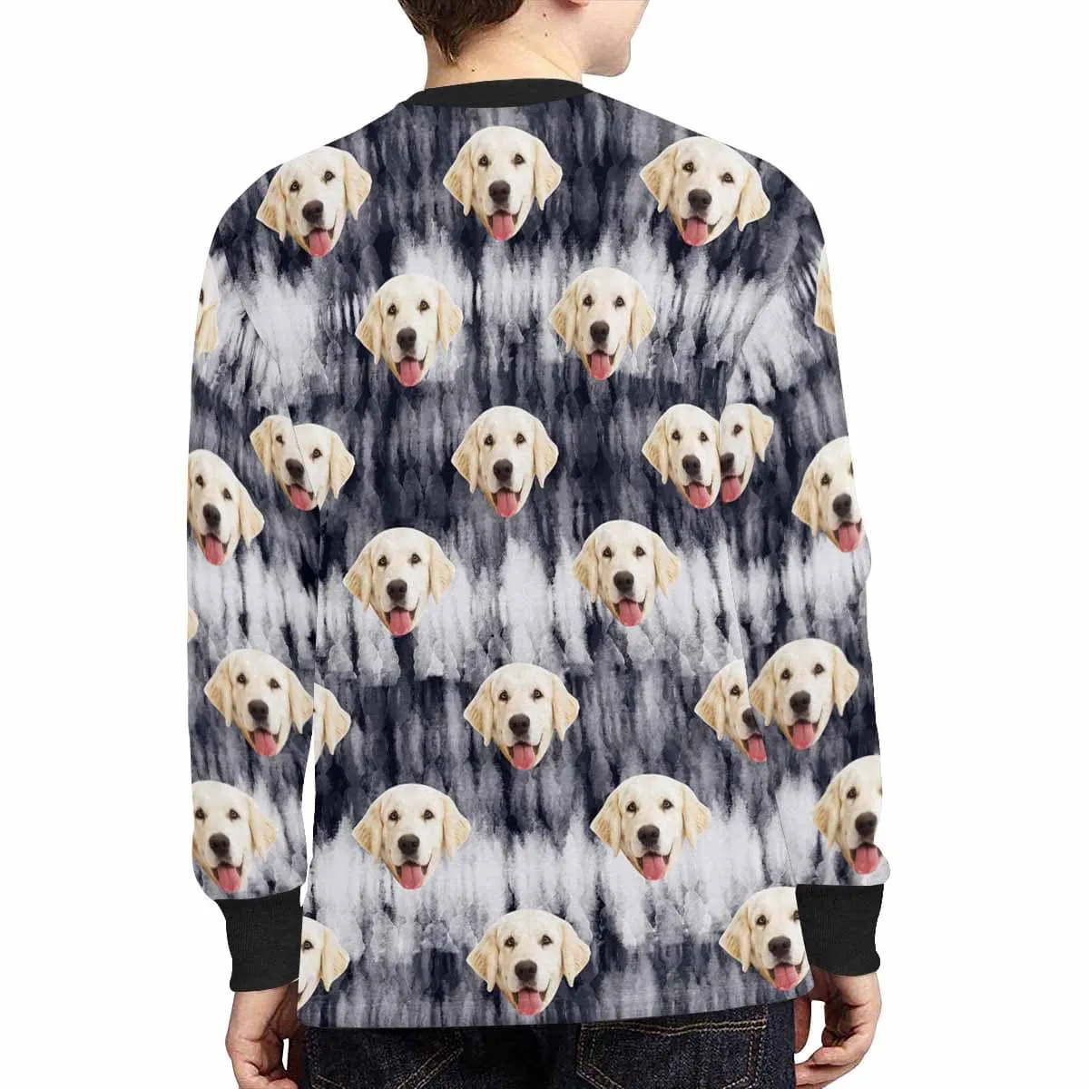 #7-16Y Custom Face Unique Kids' Rib Cuff Long Sleeve T-shirt