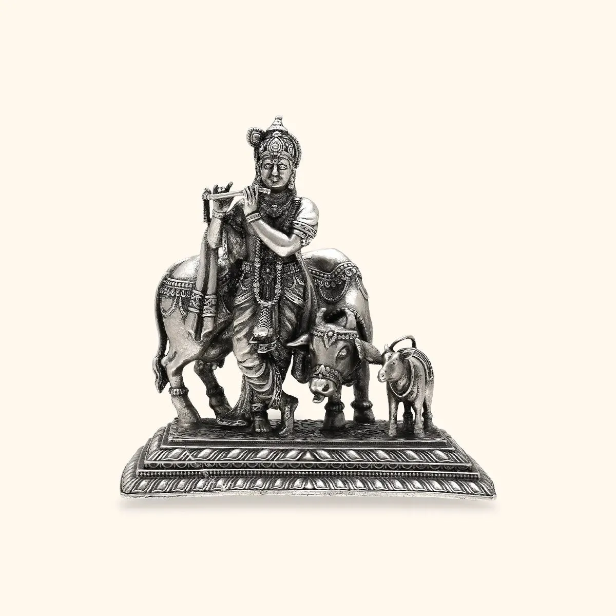 925 Antique Silver Matte Krishna Idol
