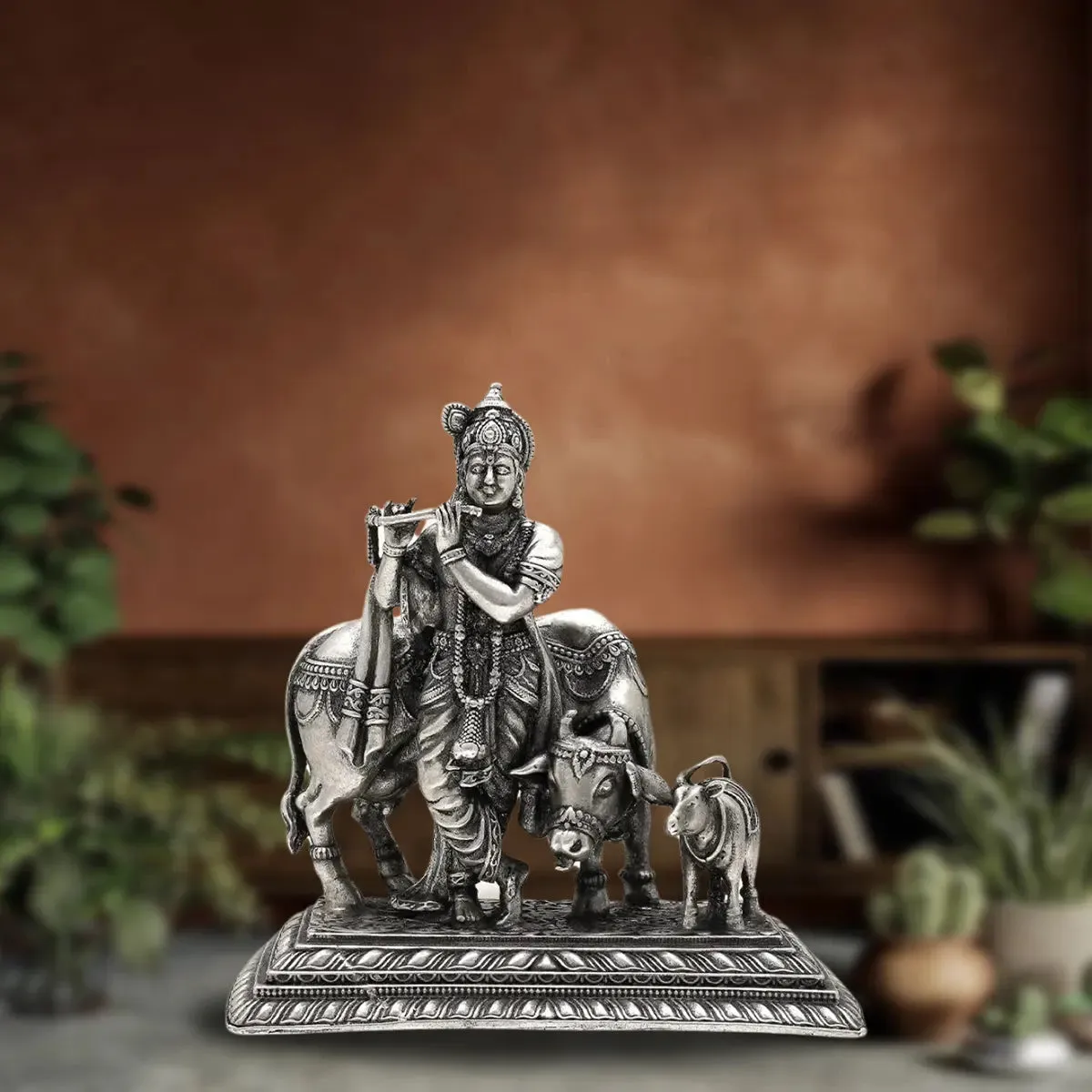 925 Antique Silver Matte Krishna Idol