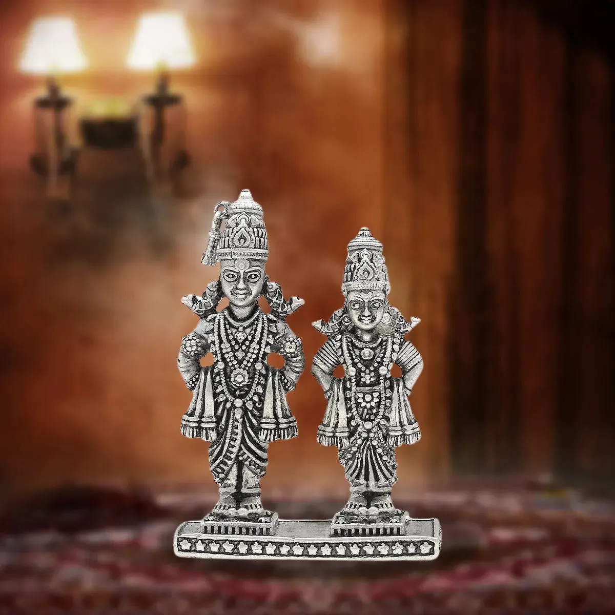 925 Antique Silver Matte Vitthal Rukmini Idol