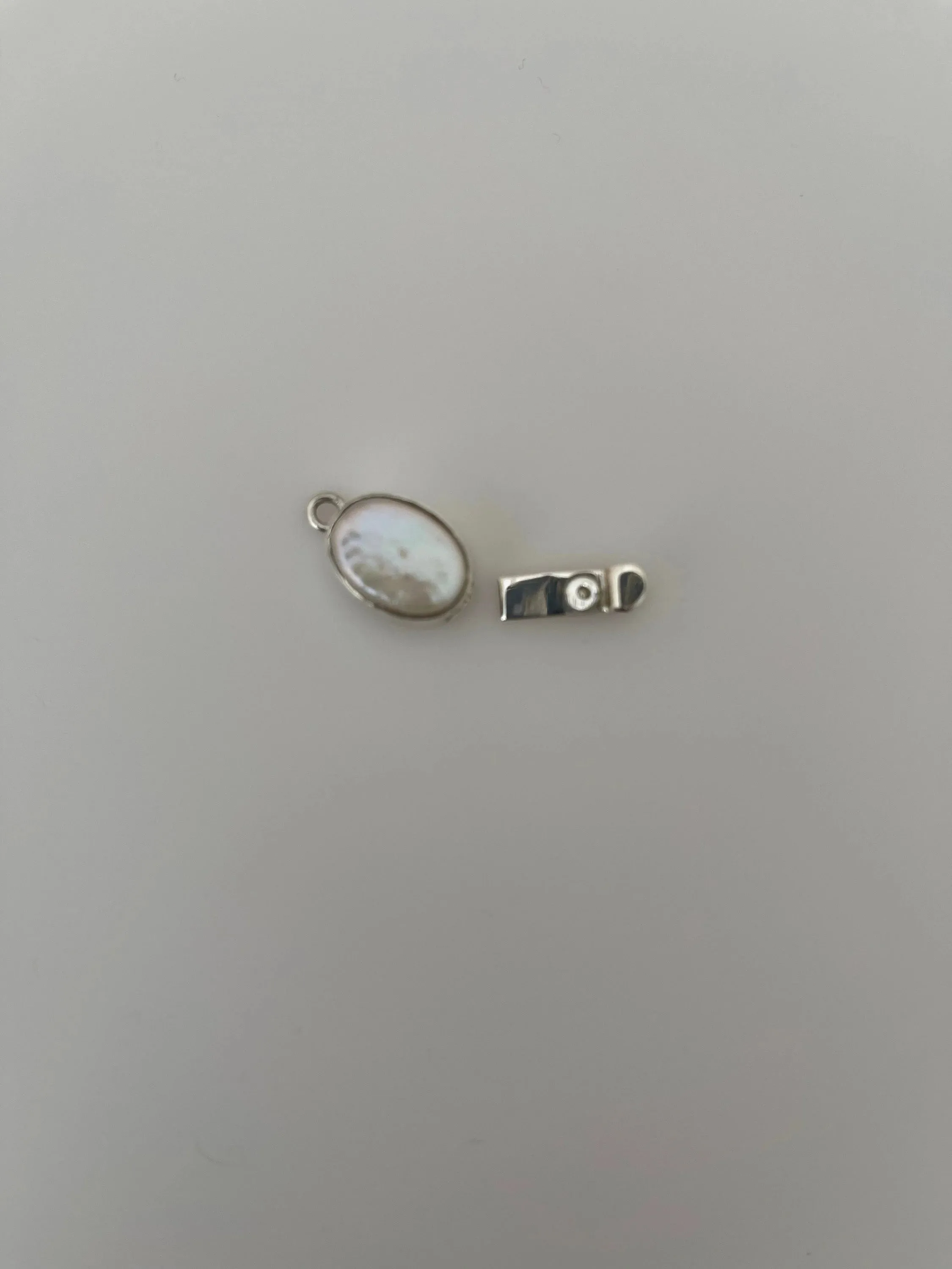 925 Sterling Silver Clasp | Sterling Silver and Pearl Clasp | Size: 23mmX11mm  C2SS