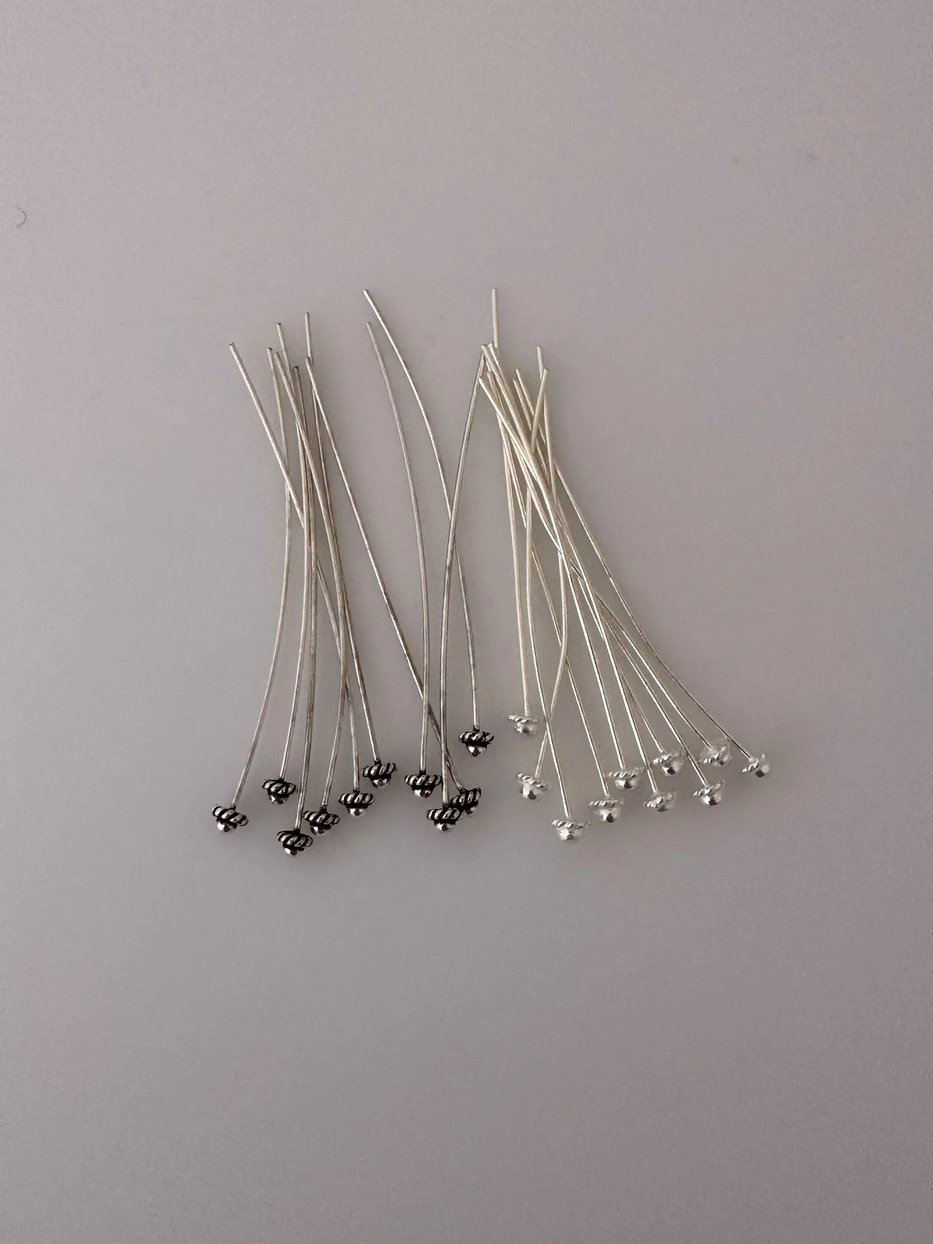 925 Sterling Silver  Headpins | Shiny & Oxidized | Fancy Headpins | 925 Sterling Silver | 23 Gauge | Available in three sizes: 2", 2.5", 3"