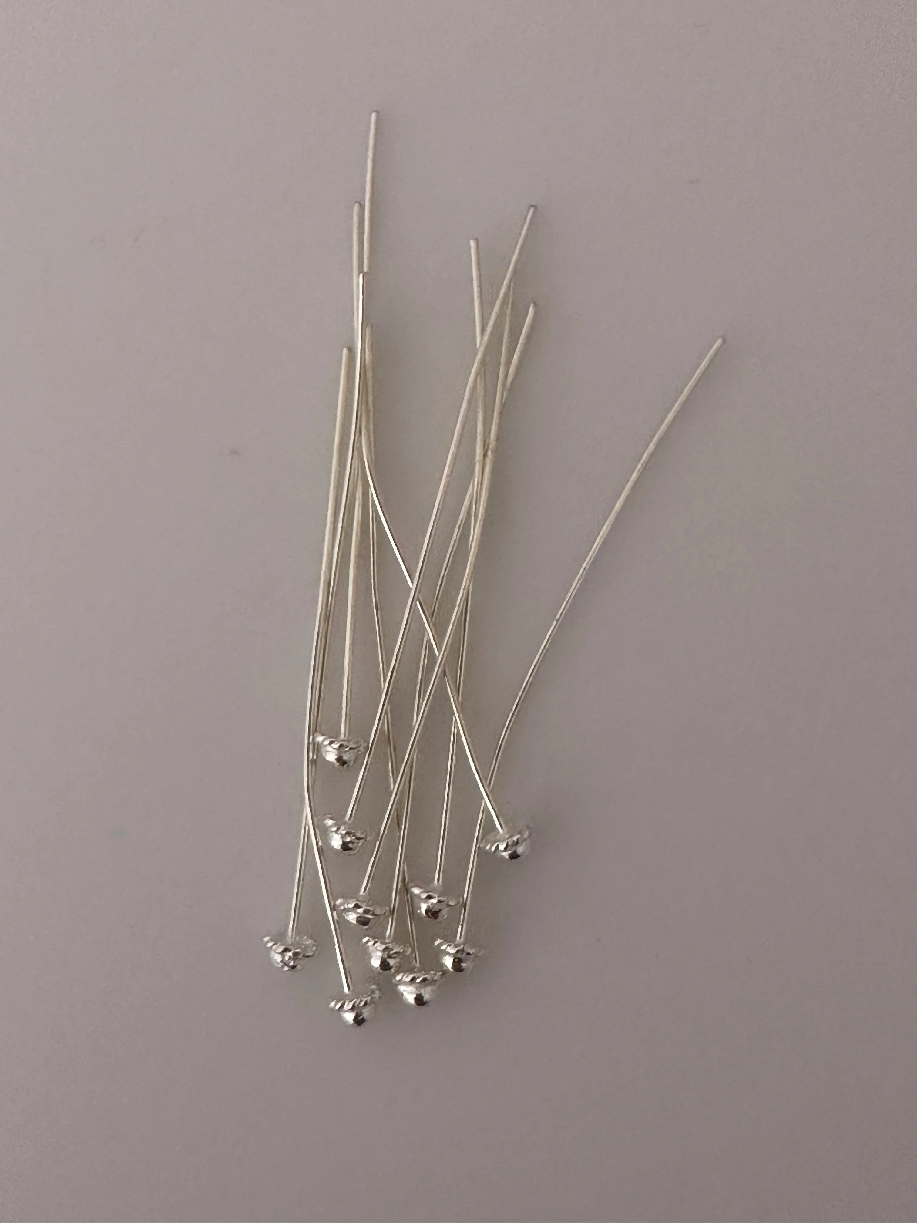 925 Sterling Silver  Headpins | Shiny & Oxidized | Fancy Headpins | 925 Sterling Silver | 23 Gauge | Available in three sizes: 2", 2.5", 3"