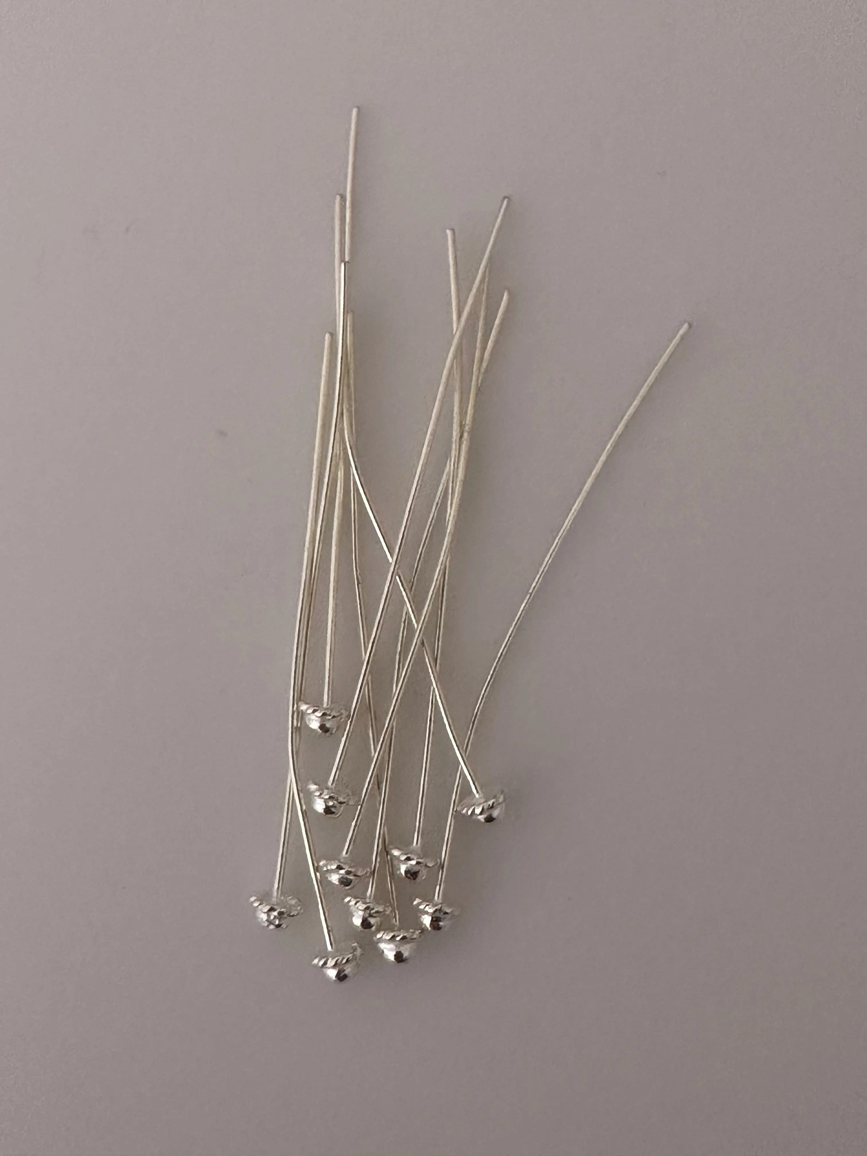 925 Sterling Silver  Headpins | Shiny & Oxidized | Fancy Headpins | 925 Sterling Silver | 23 Gauge | Available in three sizes: 2", 2.5", 3"