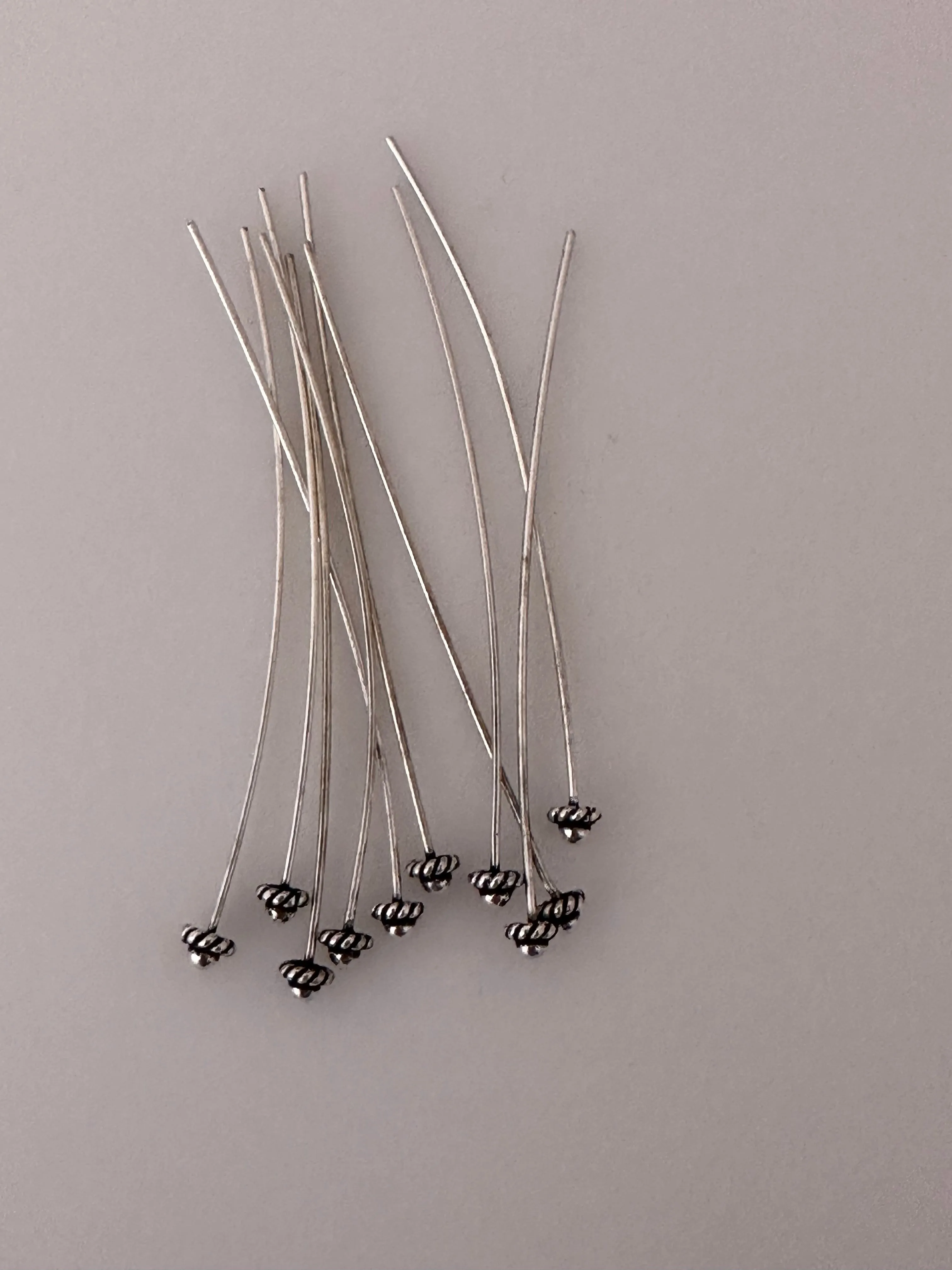 925 Sterling Silver  Headpins | Shiny & Oxidized | Fancy Headpins | 925 Sterling Silver | 23 Gauge | Available in three sizes: 2", 2.5", 3"