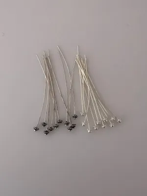 925 Sterling Silver  Headpins | Shiny & Oxidized | Fancy Headpins | 925 Sterling Silver | 23 Gauge | Available in three sizes: 2", 2.5", 3"