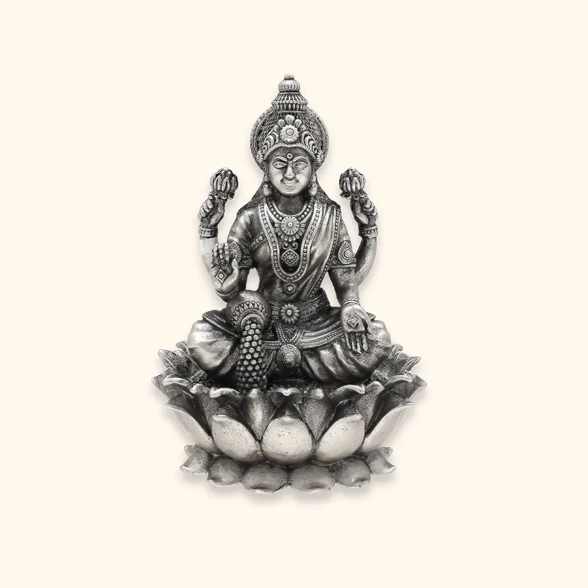 Antique 925 Silver Matte Laxmi Idol