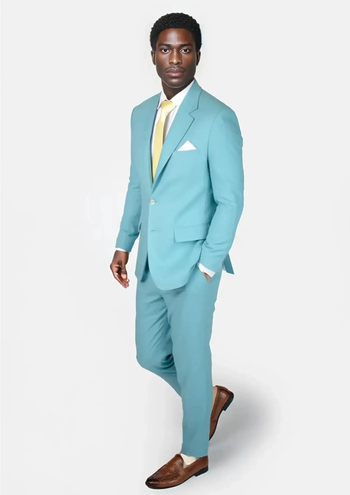 Astor Capri Blue Linen Blend Suit