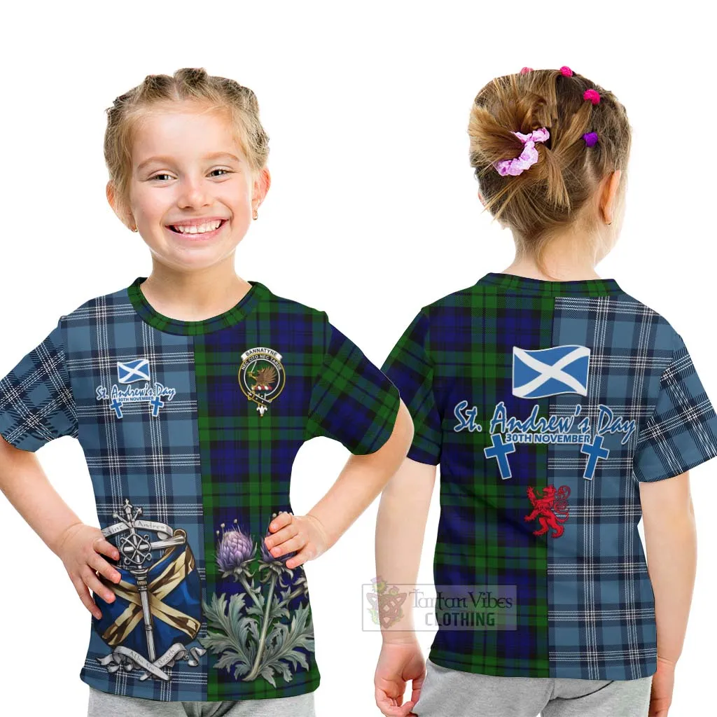 Bannatyne Tartan Kid T-Shirt Happy St. Andrew's Day Half Tartan Style
