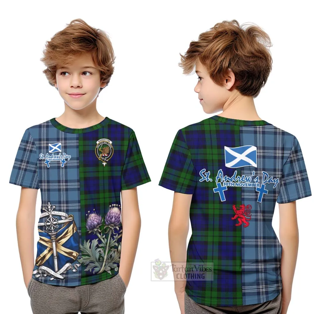 Bannatyne Tartan Kid T-Shirt Happy St. Andrew's Day Half Tartan Style