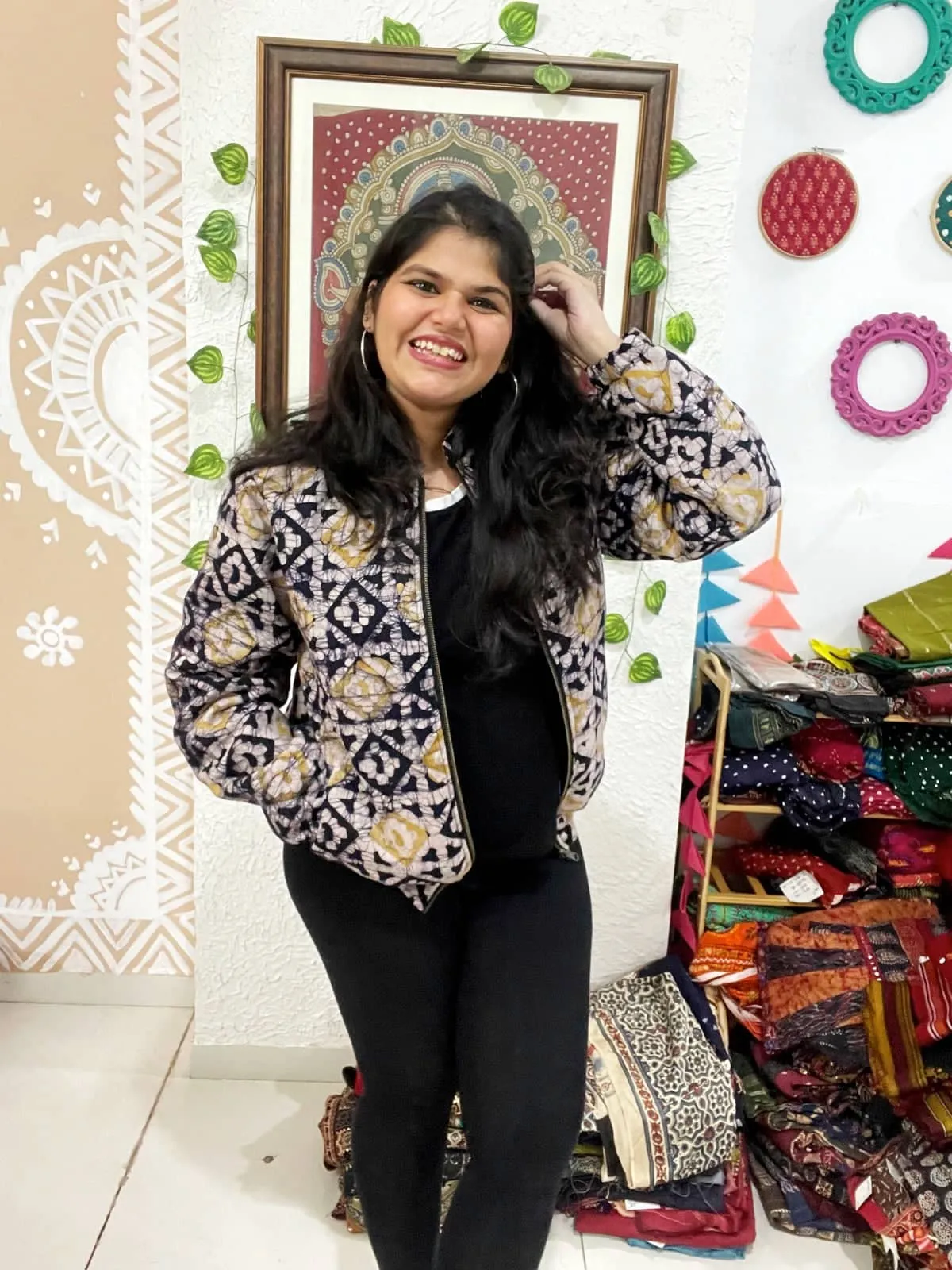 Black Batik Unisex Bomber Jacket