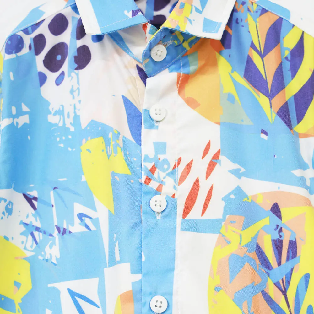 Blue Abstarct Printed Full Sleeves Shirt