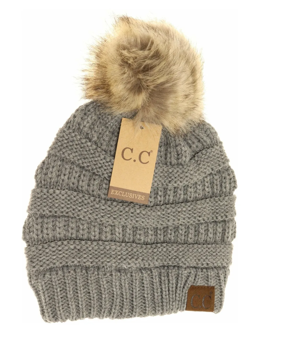 C.C. Classic Beanie with Pom Pomo (More colors available) - Hat-43