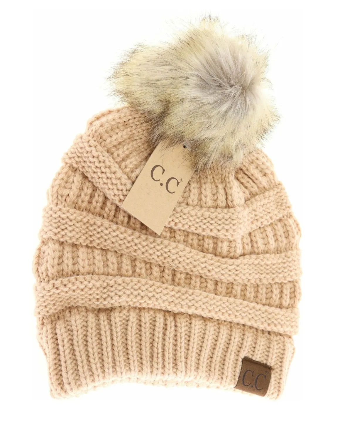 C.C. Classic Beanie with Pom Pomo (More colors available) - Hat-43