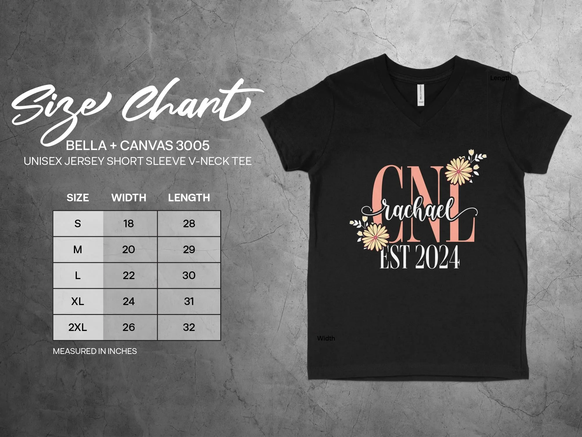 CNL Rachael EST 2024 Custom Personalized T-Shirt, Flower Decorated Design, Perfect Gift for New Graduate, Unique Keepsake