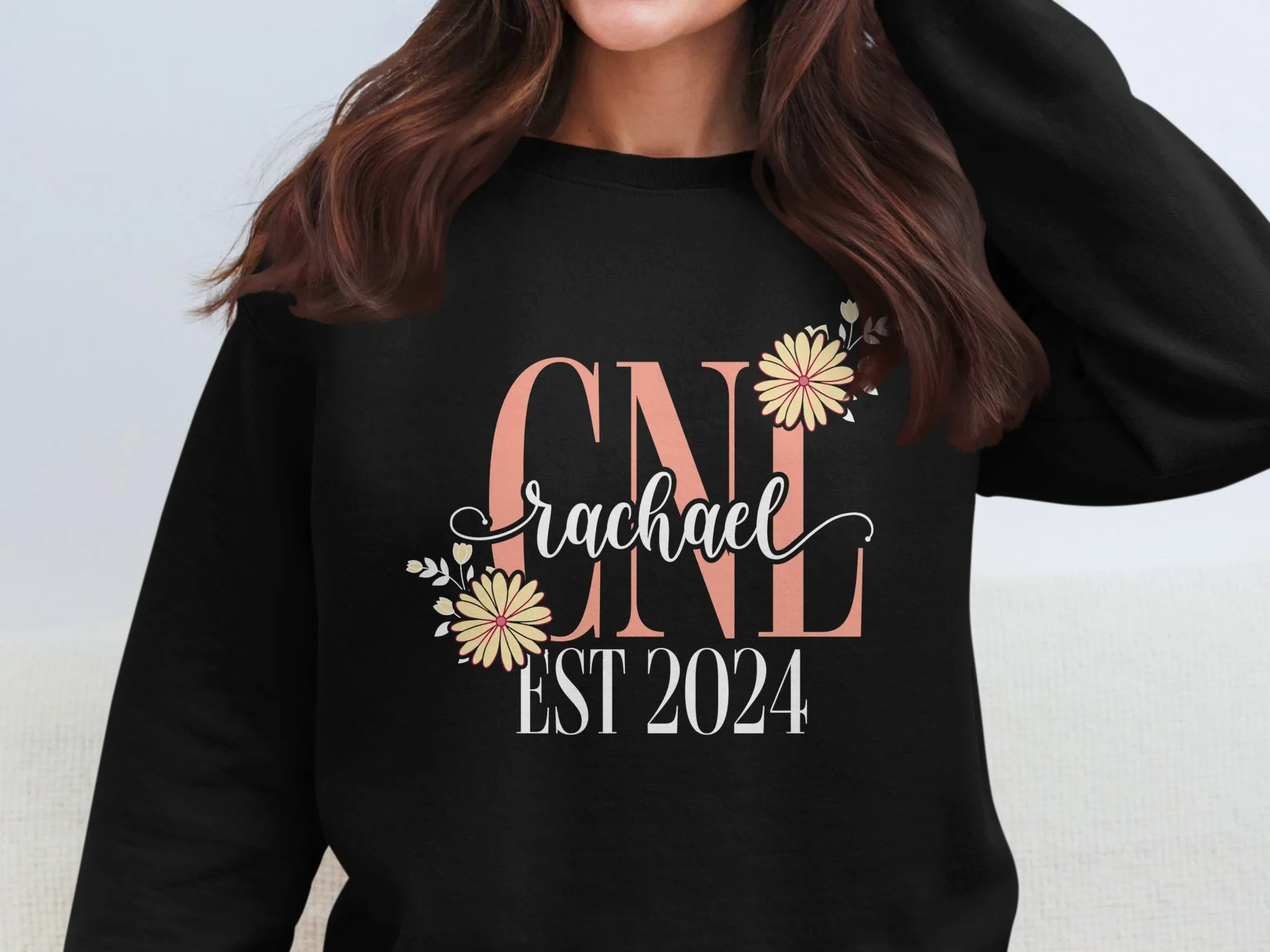CNL Rachael EST 2024 Custom Personalized T-Shirt, Flower Decorated Design, Perfect Gift for New Graduate, Unique Keepsake
