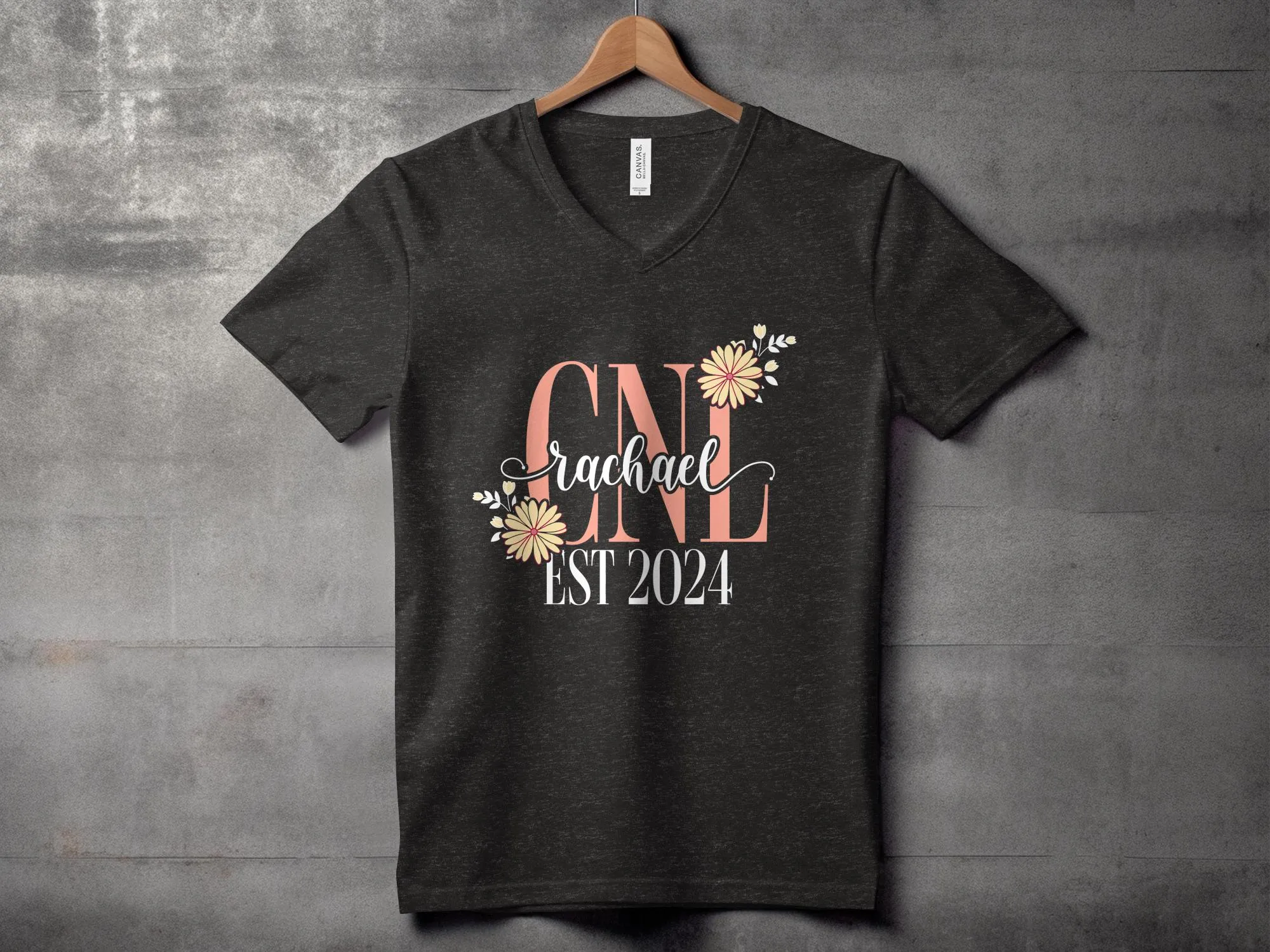 CNL Rachael EST 2024 Custom Personalized T-Shirt, Flower Decorated Design, Perfect Gift for New Graduate, Unique Keepsake