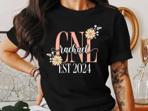 CNL Rachael EST 2024 Custom Personalized T-Shirt, Flower Decorated Design, Perfect Gift for New Graduate, Unique Keepsake
