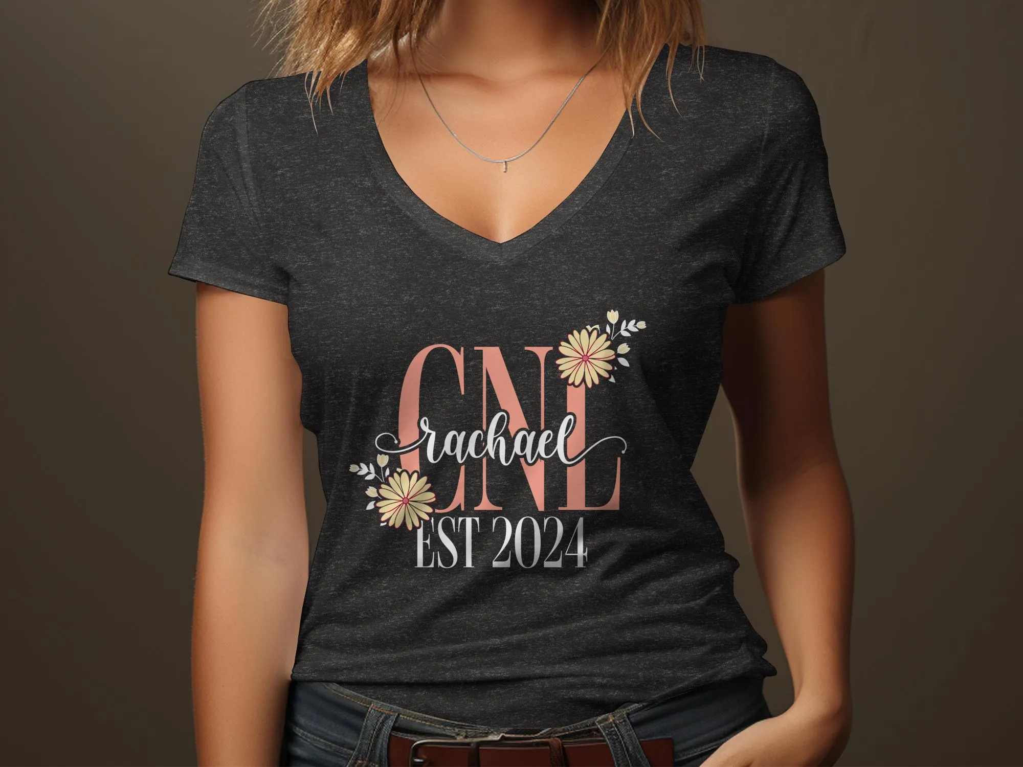 CNL Rachael EST 2024 Custom Personalized T-Shirt, Flower Decorated Design, Perfect Gift for New Graduate, Unique Keepsake