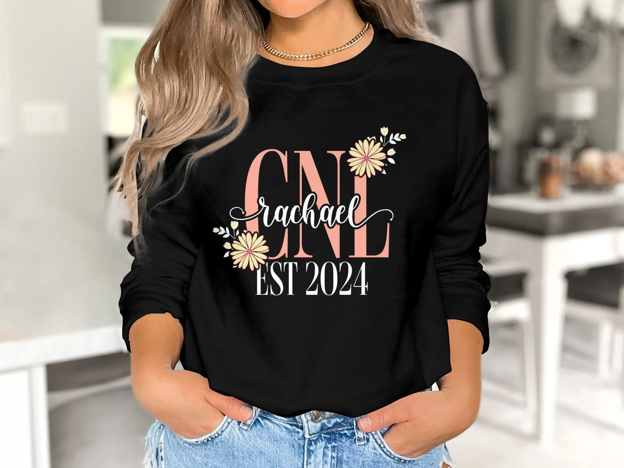 CNL Rachael EST 2024 Custom Personalized T-Shirt, Flower Decorated Design, Perfect Gift for New Graduate, Unique Keepsake