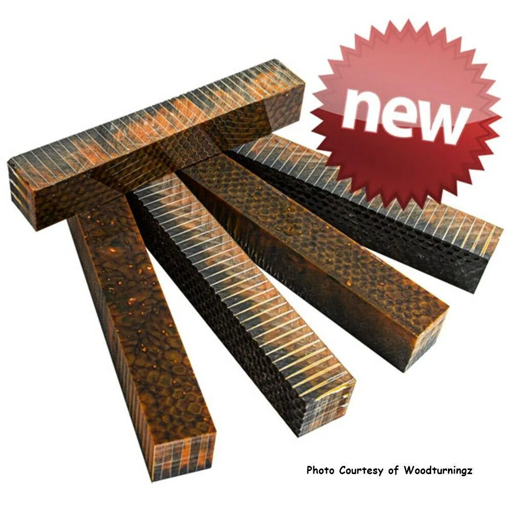 Combz Pen Blank #03 - Black & Orange 3/4" sq x 5"