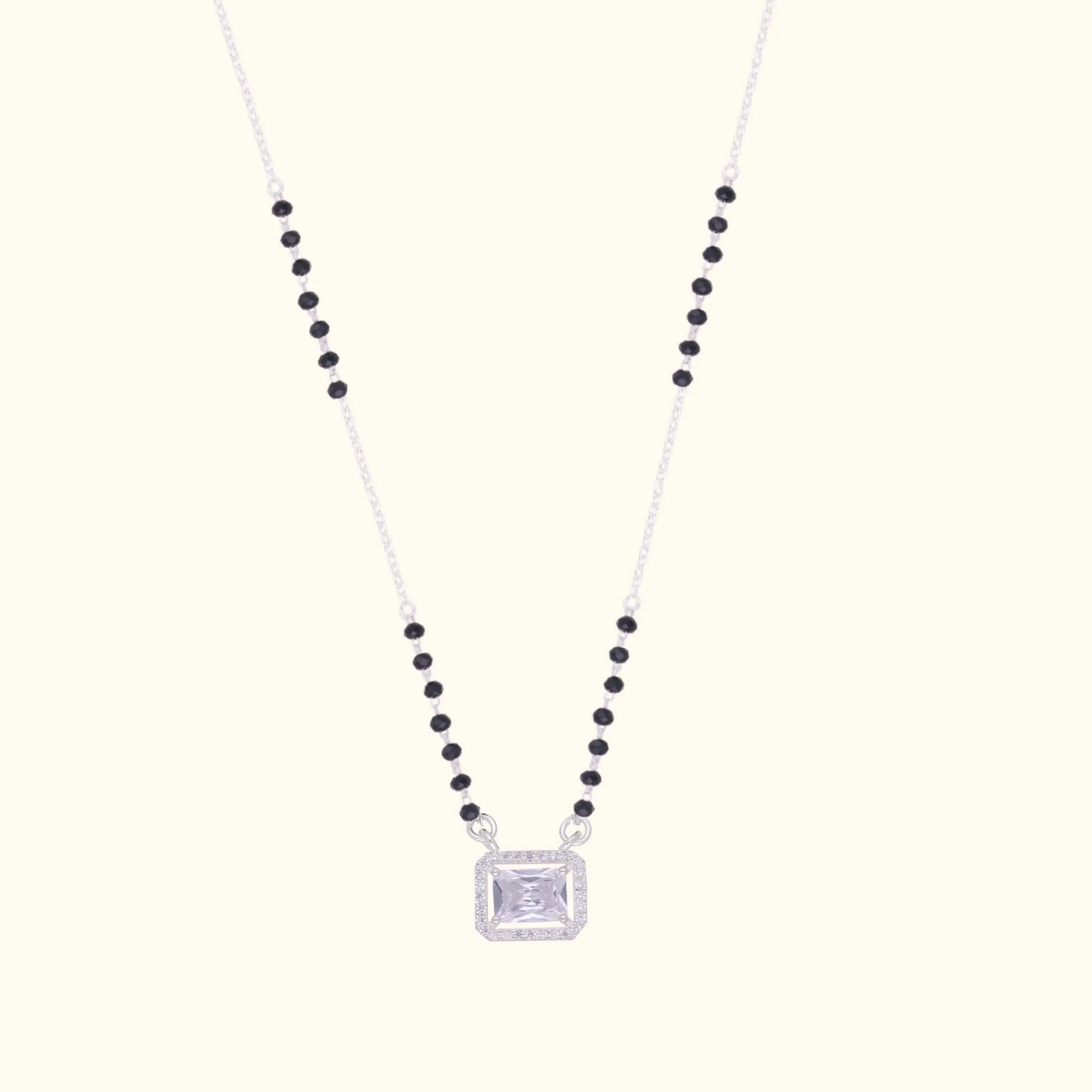 Delicate Silver Stone Mangalsutra