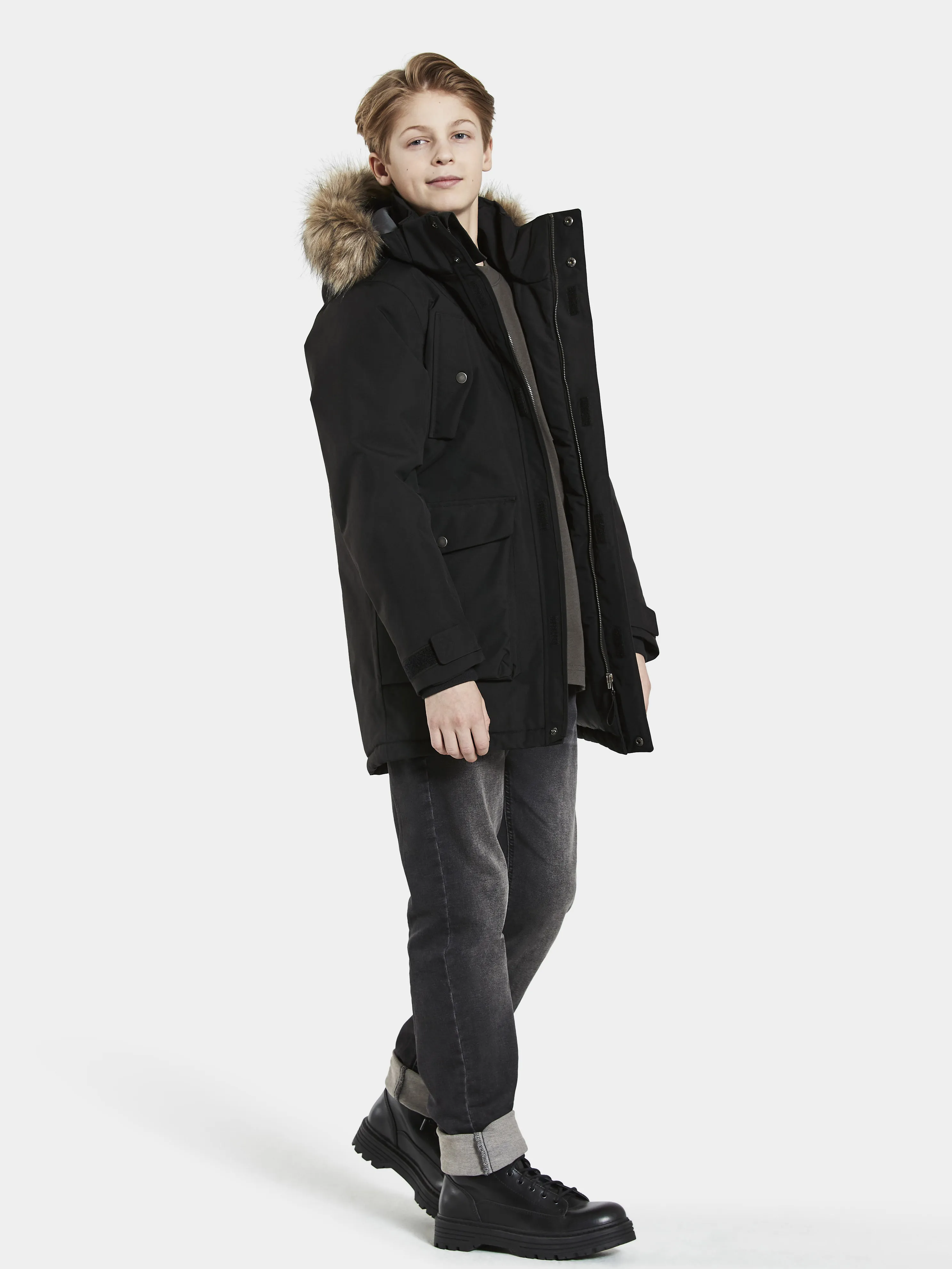 Didriksons Boy&#x27;s Jerke Parka Black | Buy Didriksons Boy&#x27;s Jerke Parka Black here | Outnorth