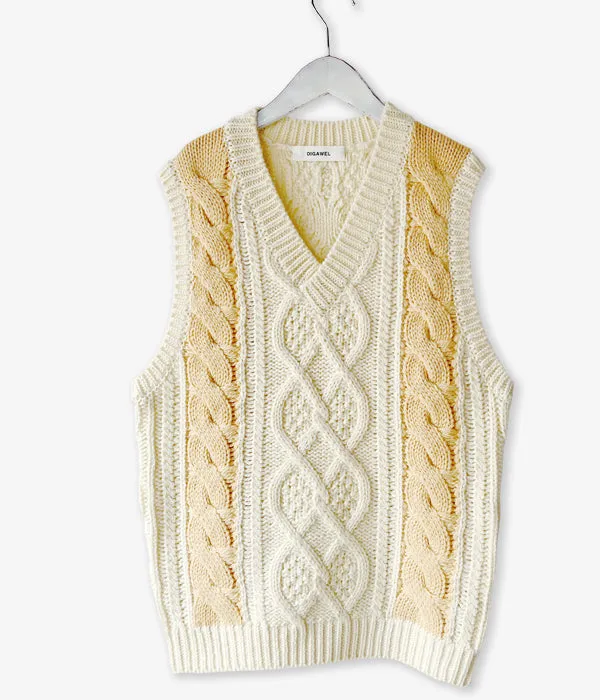 DIGAWEL/CABLE STITCH VEST (WHITE)
