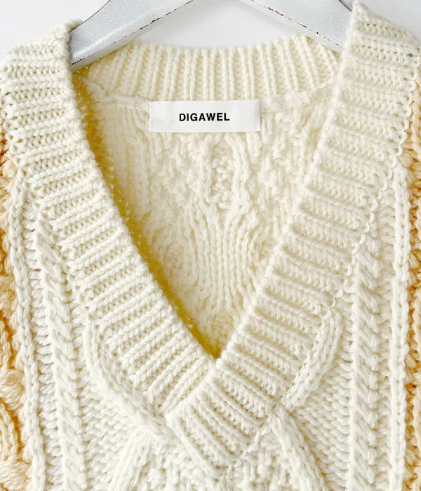 DIGAWEL/CABLE STITCH VEST (WHITE)