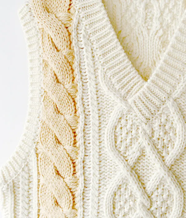 DIGAWEL/CABLE STITCH VEST (WHITE)