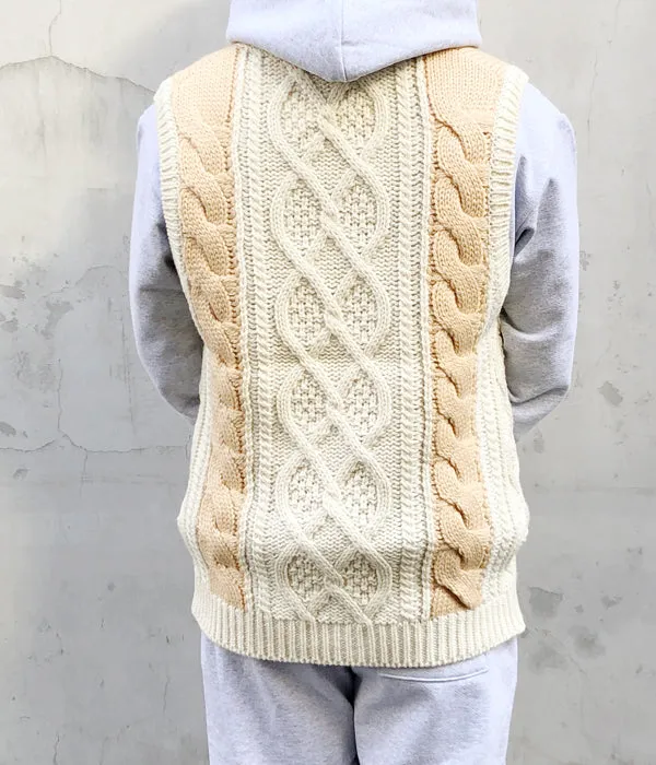 DIGAWEL/CABLE STITCH VEST (WHITE)