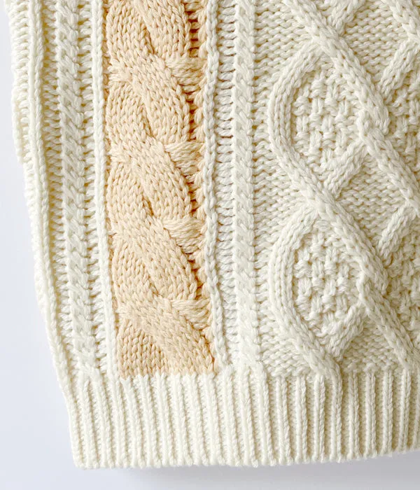 DIGAWEL/CABLE STITCH VEST (WHITE)