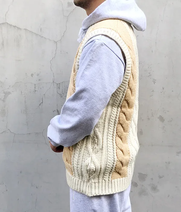 DIGAWEL/CABLE STITCH VEST (WHITE)