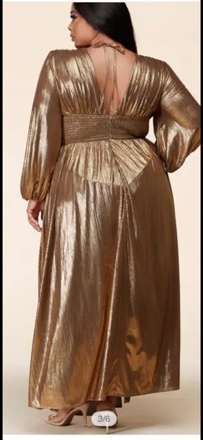 ELEGANT PLUS SIZE GOLD DRESS WITH RHINESTONE BELT