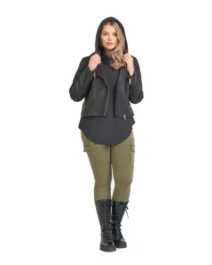 Gianna Faux Leather Moto Jacket | Black