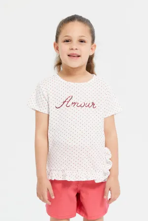 Girls Mint Chiffon Work At Chest T-Shirt
