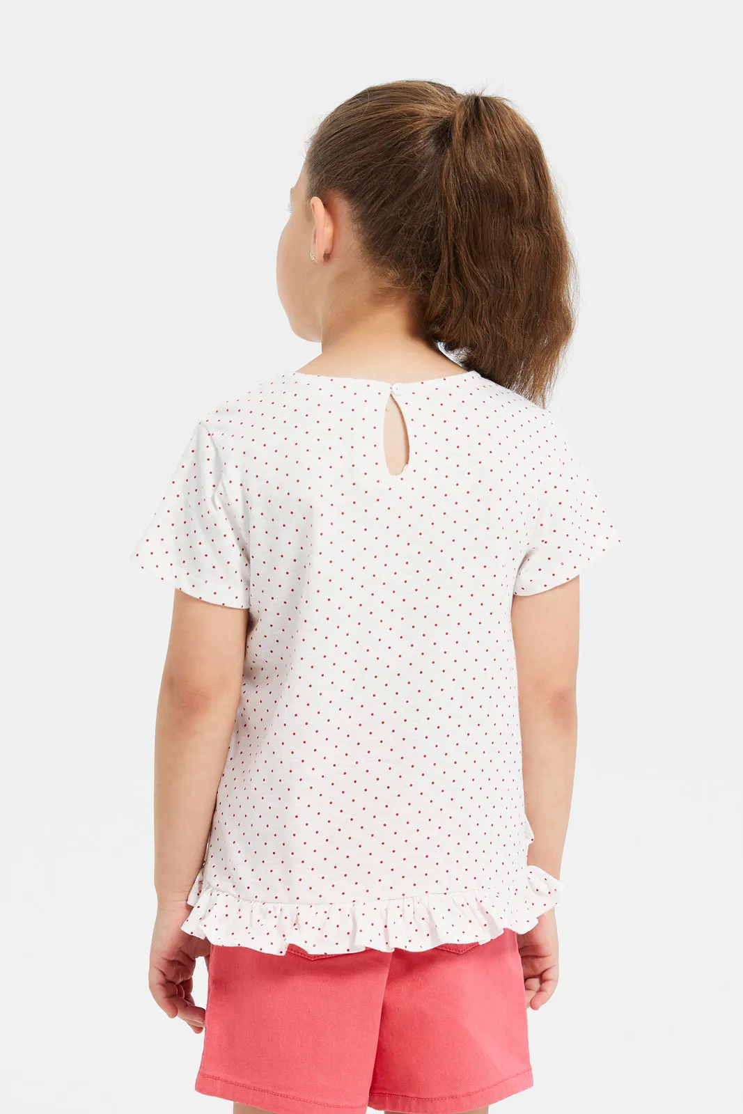 Girls Mint Chiffon Work At Chest T-Shirt