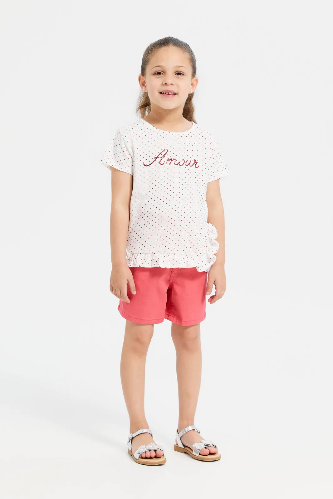 Girls Mint Chiffon Work At Chest T-Shirt