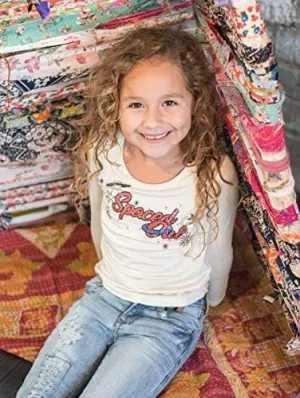 Girls Spaced Out Long Sleeve Glitter Graphic T-shirt