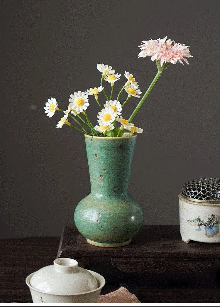 Gohobi Unique Handmade Ceramic Emerald Vase