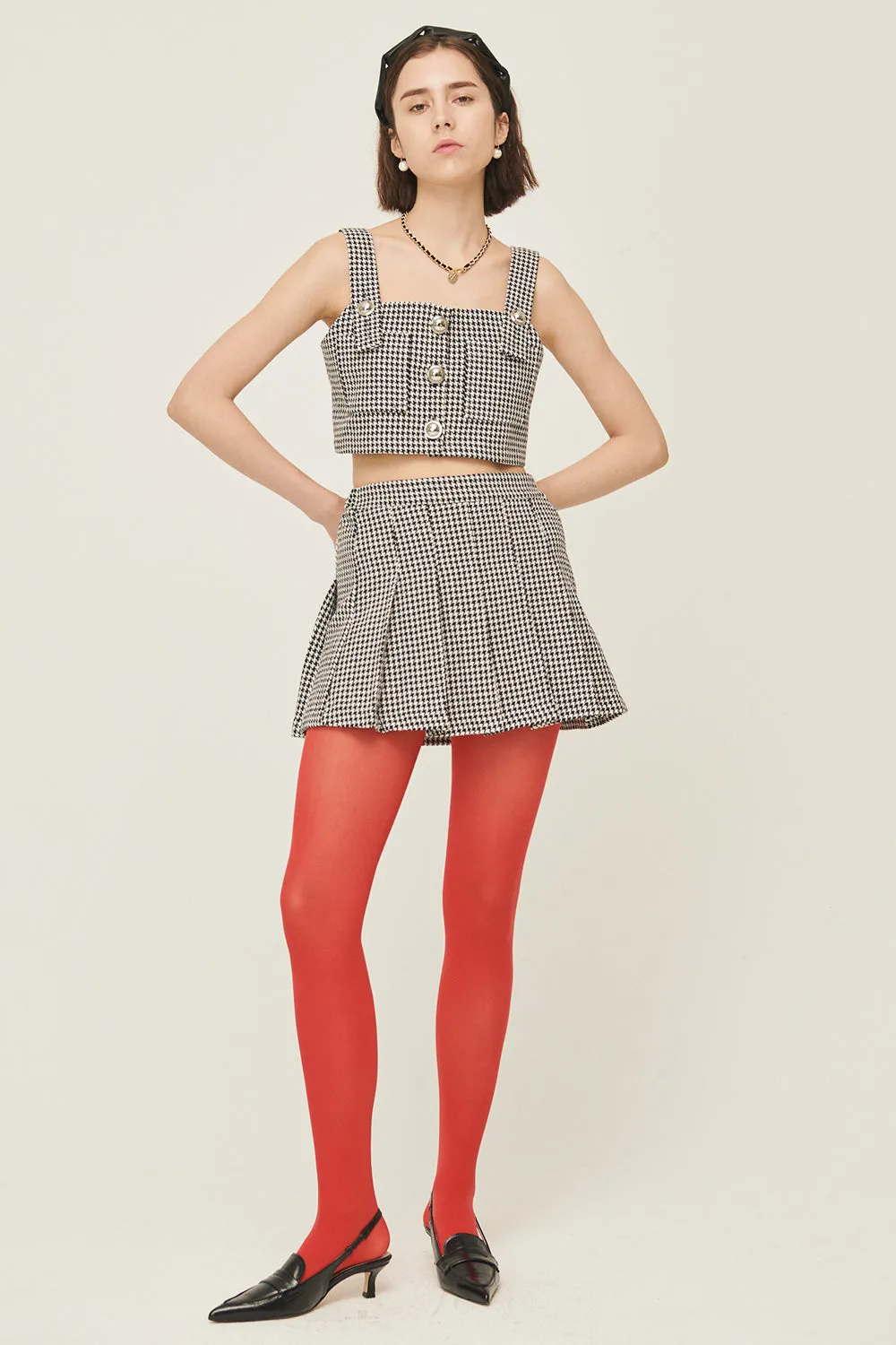 Haley Houndstooth Pleated Skort