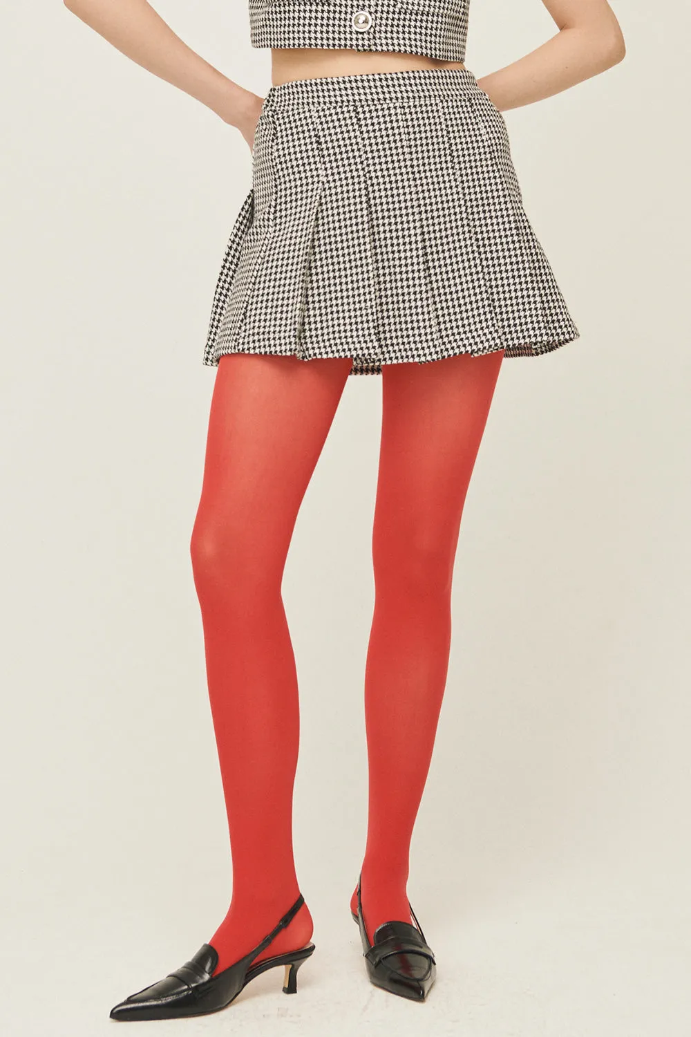 Haley Houndstooth Pleated Skort