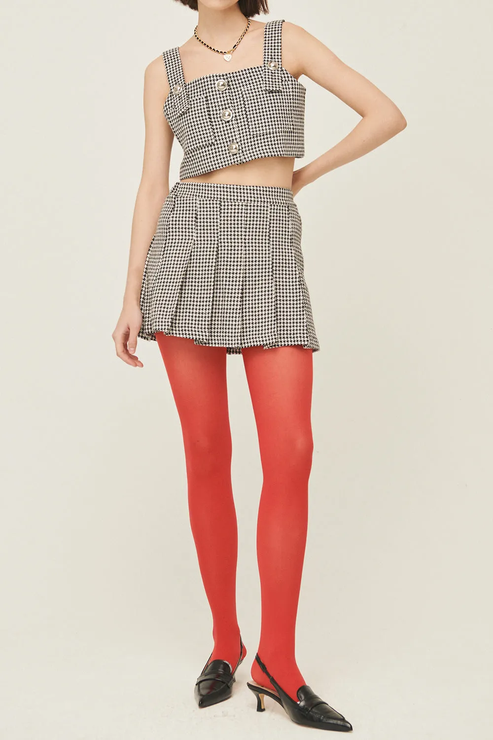 Haley Houndstooth Pleated Skort