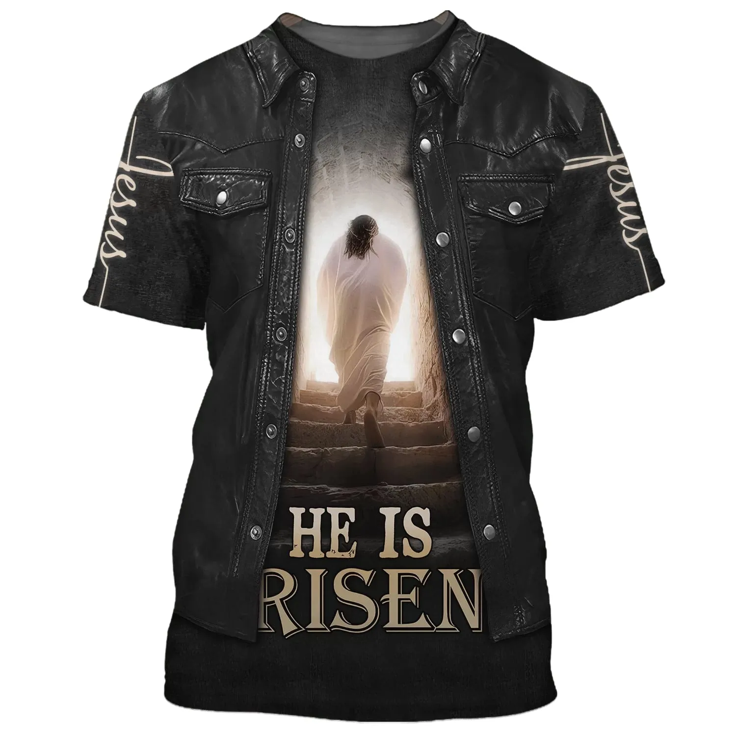 He Is Risen Shirts - Jesus Out Tomb 3D All Over Printed Shirt for Men and Women