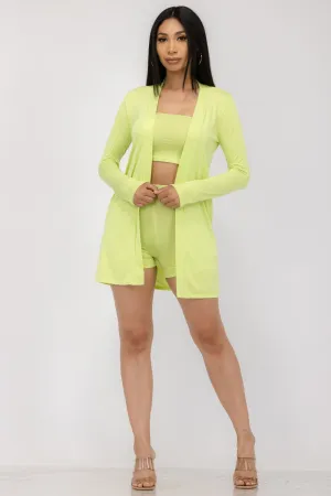 HH695R-SL - 3 PC TUBE TOP AND CARDIGAN SET