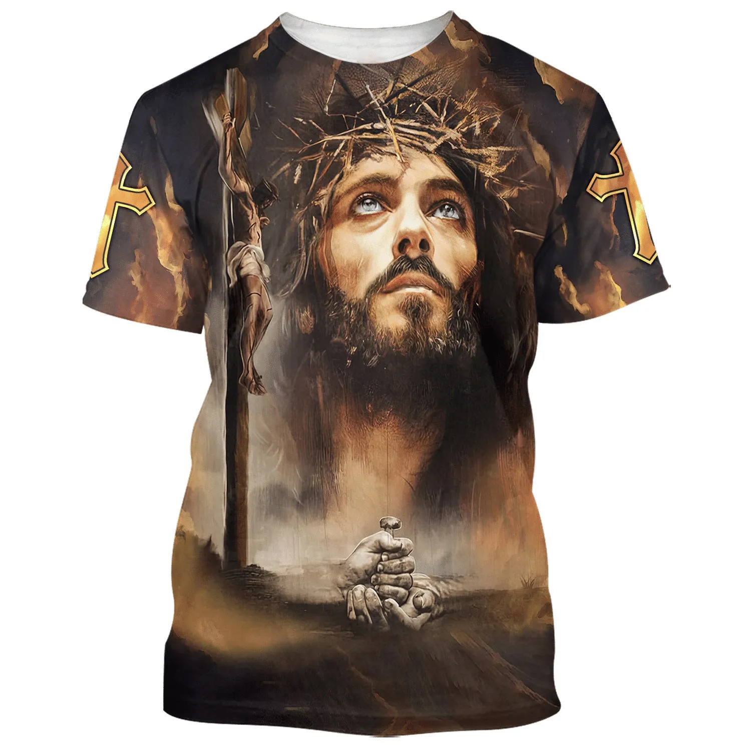 Jesus Christ Crucified On The Cross 3d T-Shirts - Christian Shirts For Men&Women