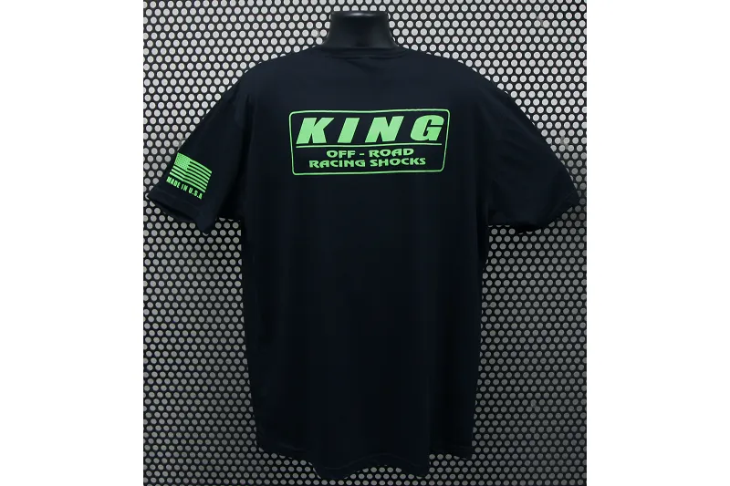 KING SHOCKS BLACK CVC CREW TEE W/ NEON GREEN