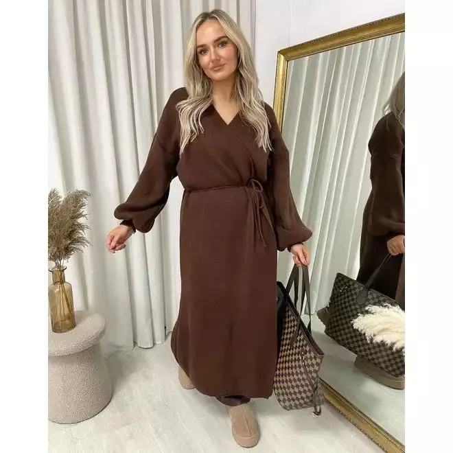 Knitted Long Sleeve Belted Cardigan